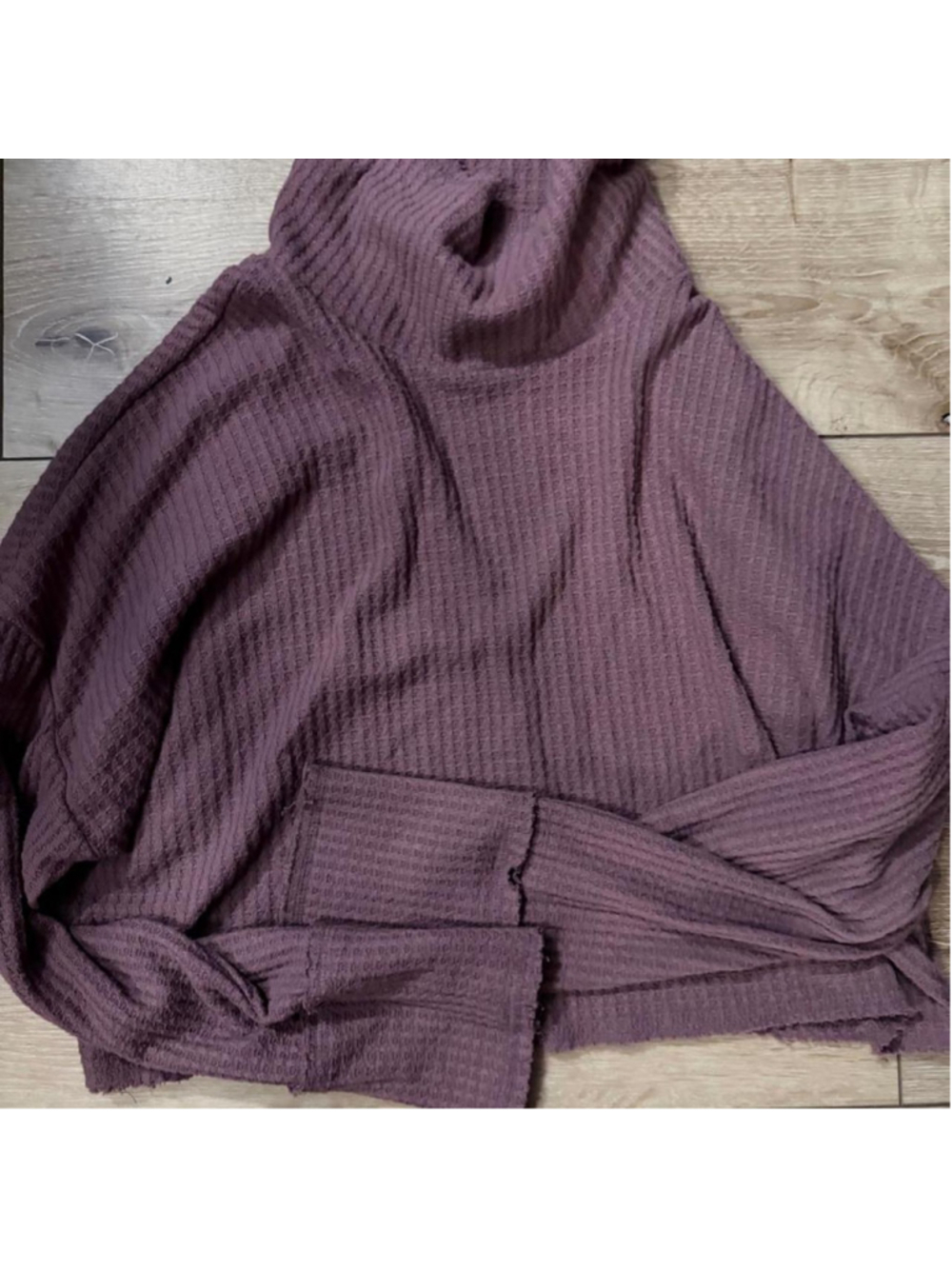 Oversized waffle knit turtleneck sweater in a muted dusty plum / mauve brown